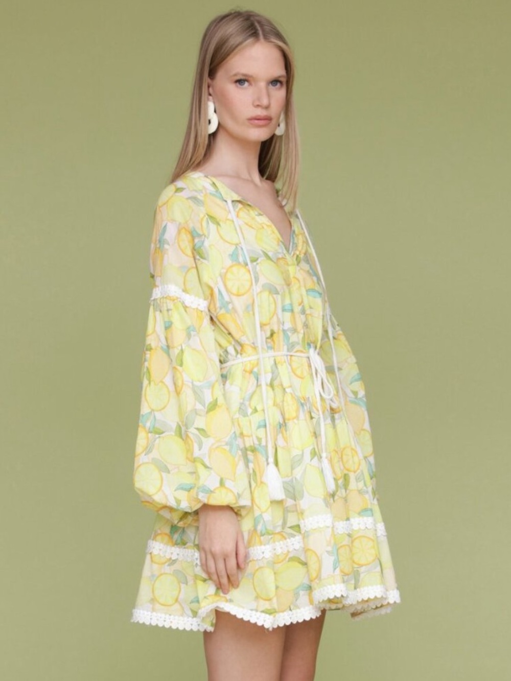Avec Les Filles Limoncello Cotton Prairie Mini Dress - Picture 4 of 6